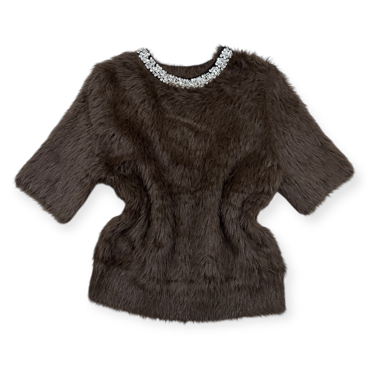 Sweter z biżuterią ANNIE / CZEKOLADOWY