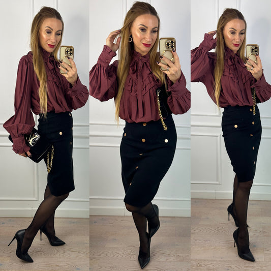 Bluzka z wiskozą OLINA / BURGUNDOWA