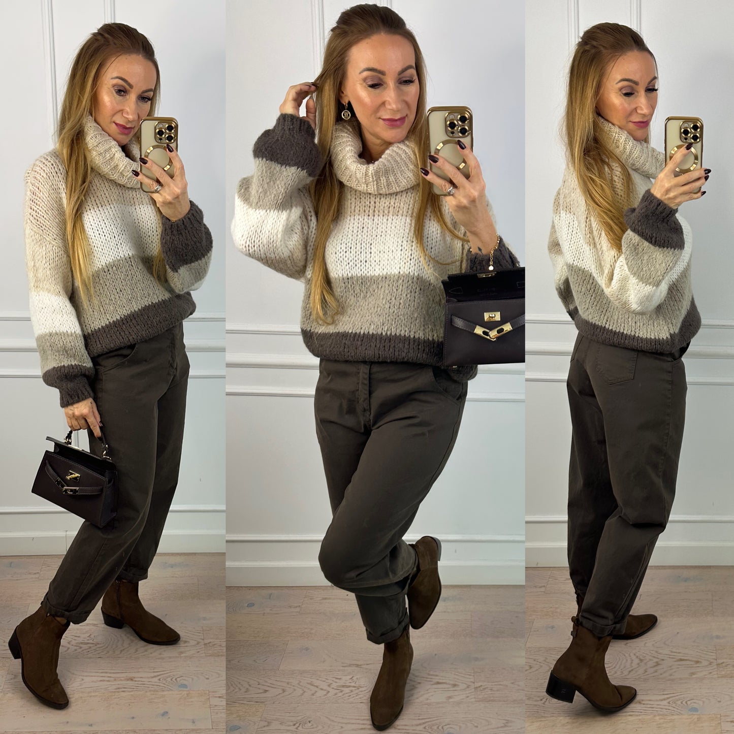 Sweter z wełną i moherem ANIS / BEŻOWY