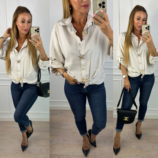 Koszula z bawełny WHITNEY / JASNY BEŻ