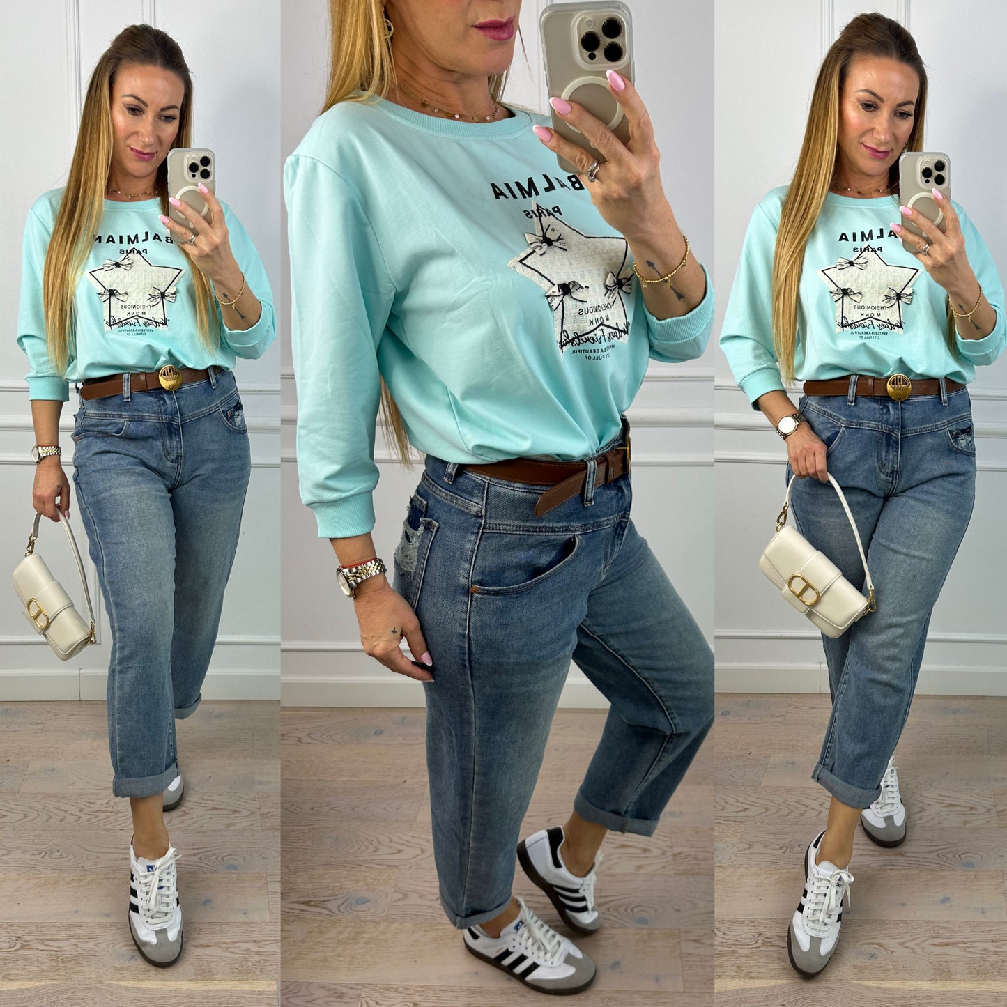 Bawełna bluzka DANTA / TURKUSOWA