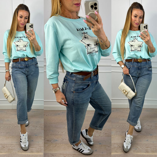 Bawełna bluzka DANTA / TURKUSOWA