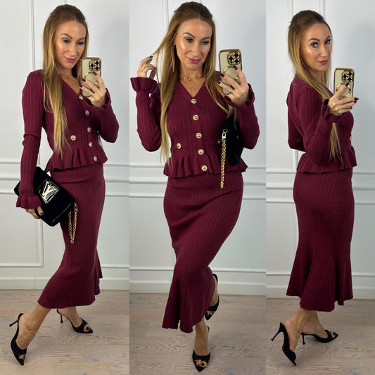 Dzianinowy komplet DEZZAN / BORDOWY