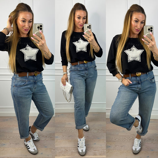 Bawełna bluzka DANTA / CZARNA