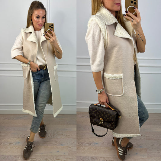 Kamizelka z eko skóry NEMY / BEIGE