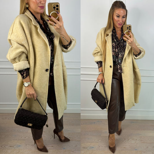 Płaszcz z wełną AYANN / CREAM