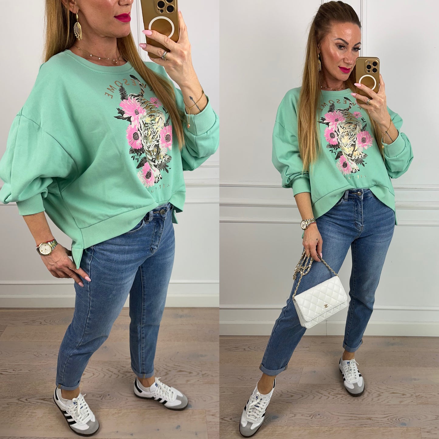 Bawełniana bluza AWESOME / TURQUOISE