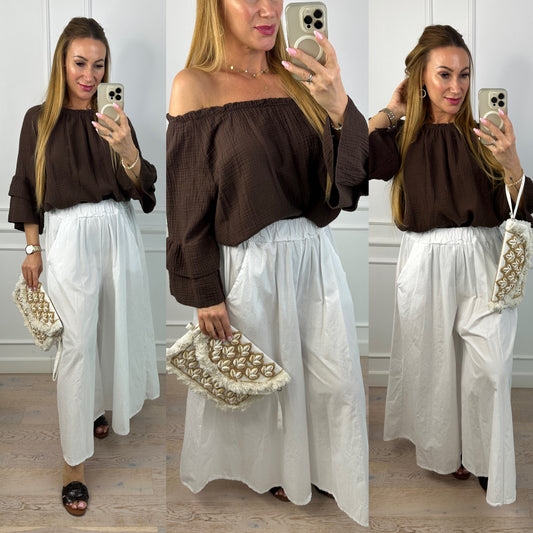 Muślinowa bluzka LOAN / CZEKOLADOWA