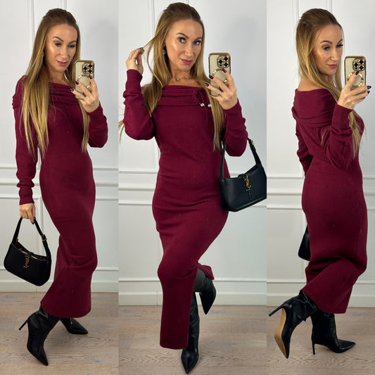 Dzianinowa sukienka LOUDER / BORDOWA