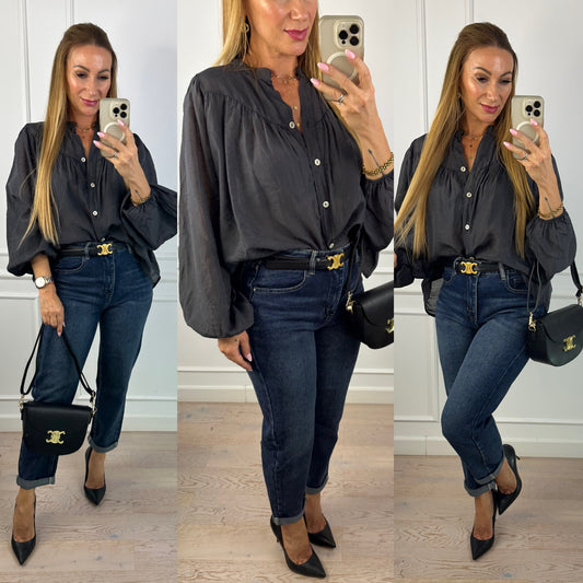 Bluzka z tencelem DAYA / GRAFITOWA