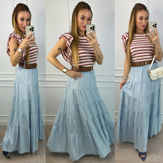 Spódnica z lekkiego jeansu JINA / NIEBIESKA