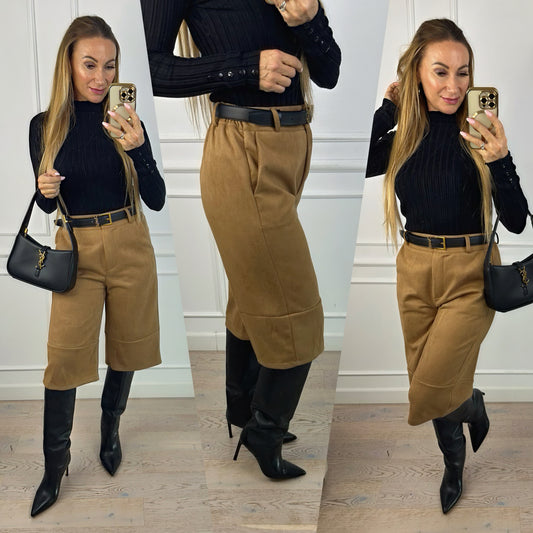 Bermudy ze sztucznego zamszu DOVER / CAMEL