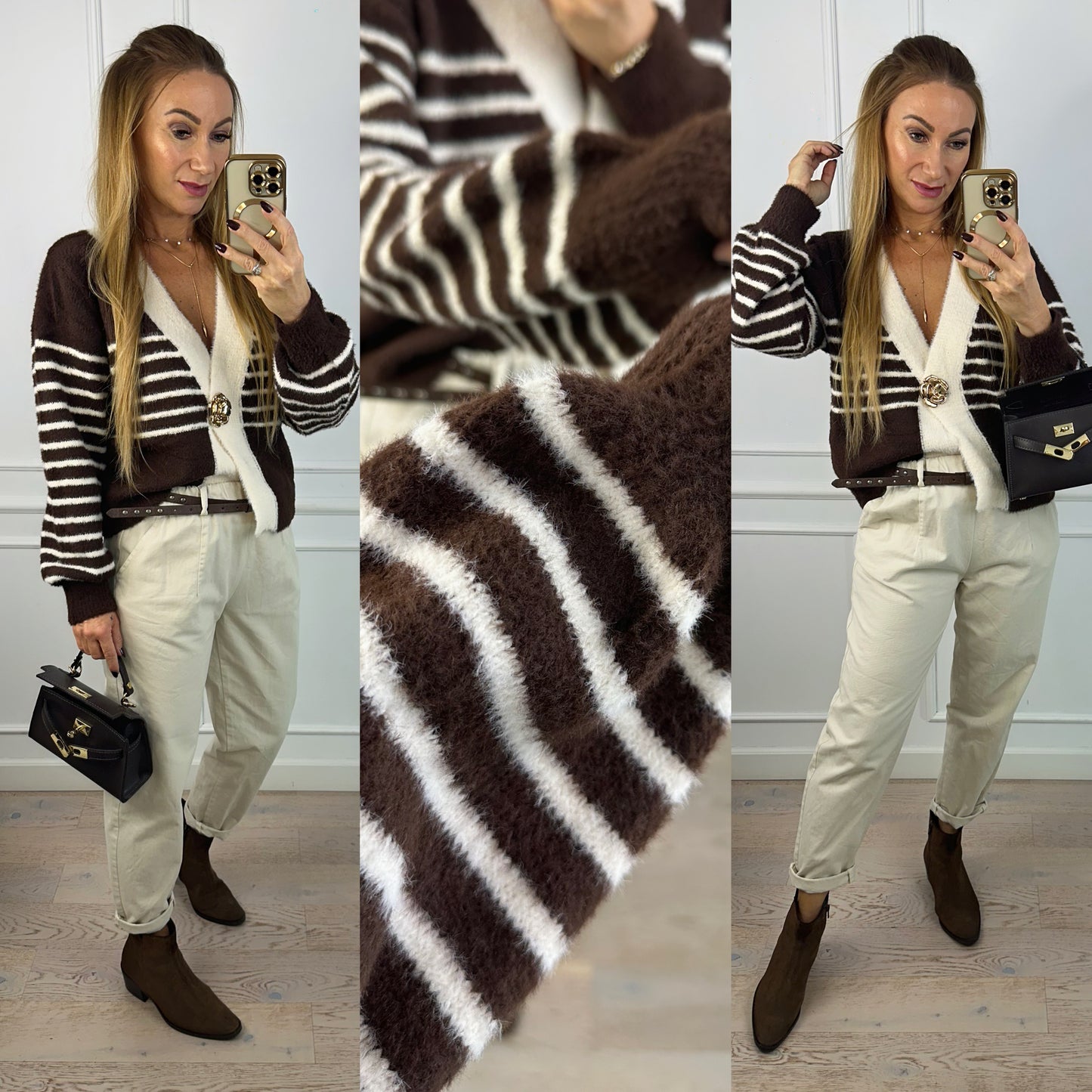 Sweter TALEDA / BRĄZOWO-KREMOWY