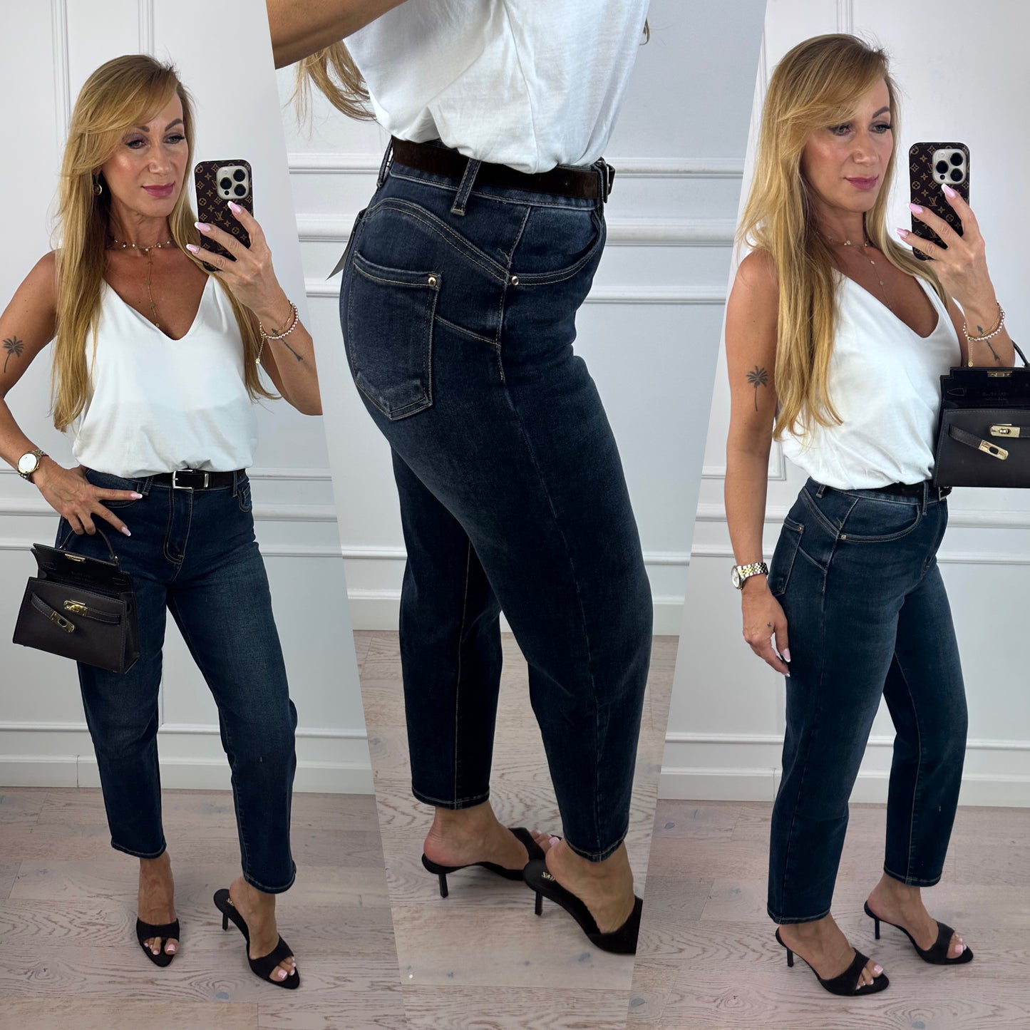 Spodnie jeansowe BAGGY FIT JANICE / CIEMNONIEBIESKIE