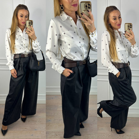 Koszula z wiskozą ELLI / ŚMIETANKOWO-CZEKOLADOWA