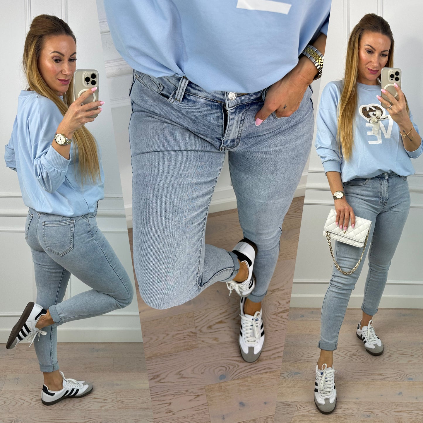 Spodnie SKINNY FIT / PUSH-UP / JASNY NIEBIESKI