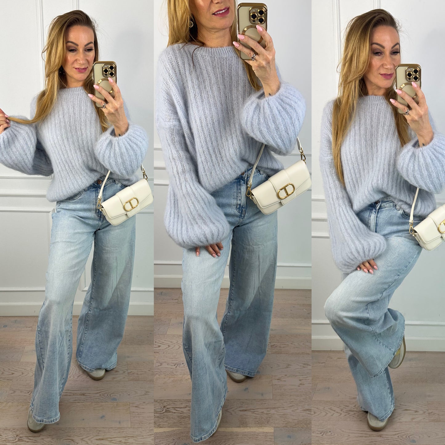 Sweter z moherem KASSY / NIEBIESKI