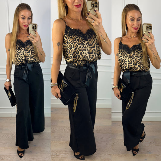 Top w panterkę KAMAY / CZARNO-BEŻOWY