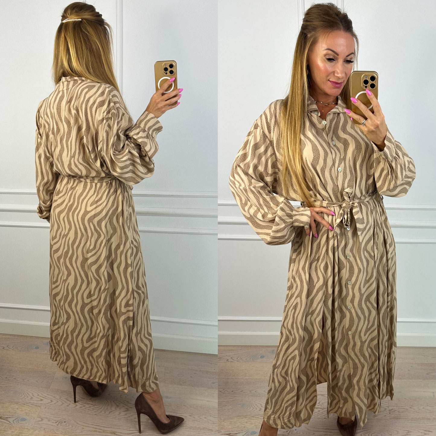 Sukienka z wiskozy MURIELA / BEŻOWO-KREMOWA