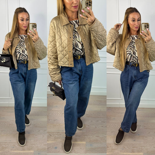 Pikowana kurtka z wiskozy ZUNI / BEŻOWA