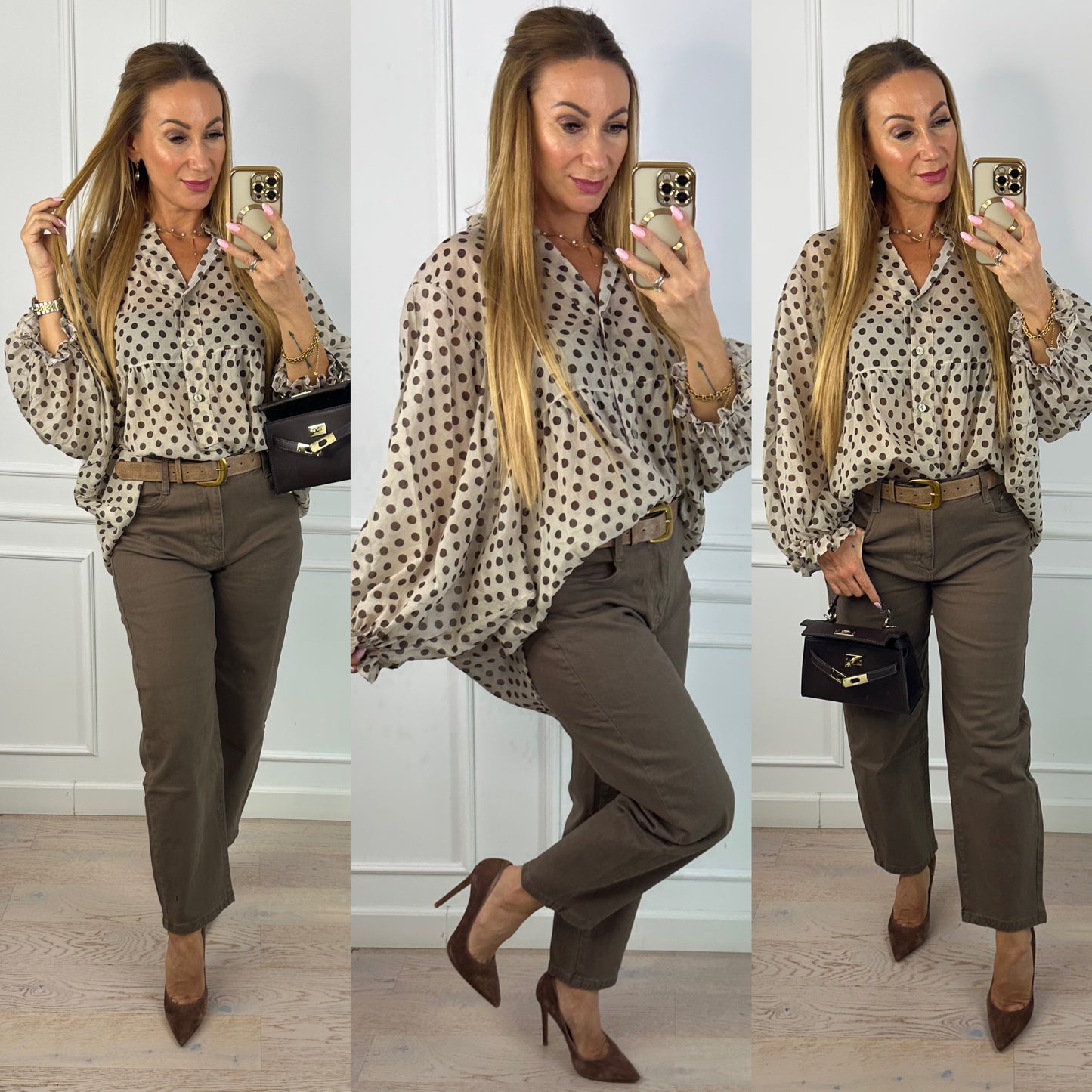 Bluzka z bawełny PENZA / BEŻOWA