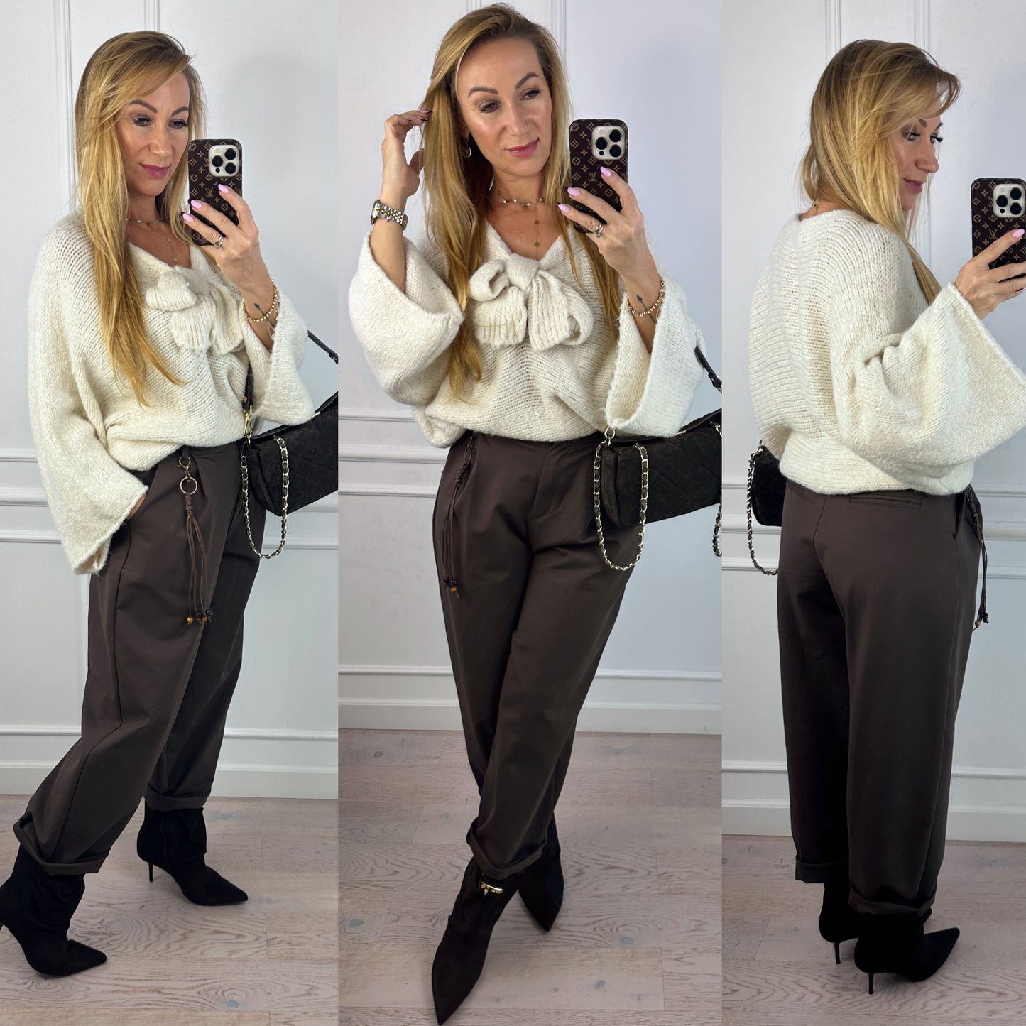 Sweter z kokardą SONYA / KREMOWY