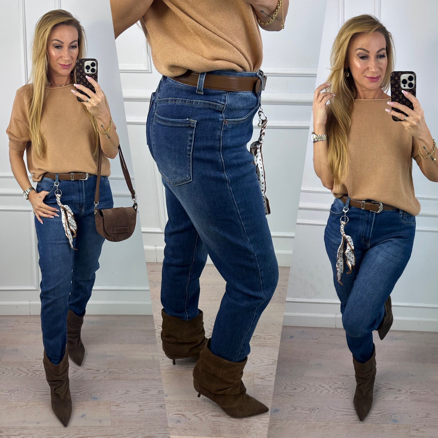 Jeansy MOM FIT LINDE / NIEBIESKIE