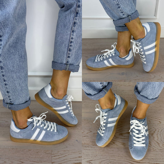 Skórzane buty sportowe TILLY / BŁĘKITNE