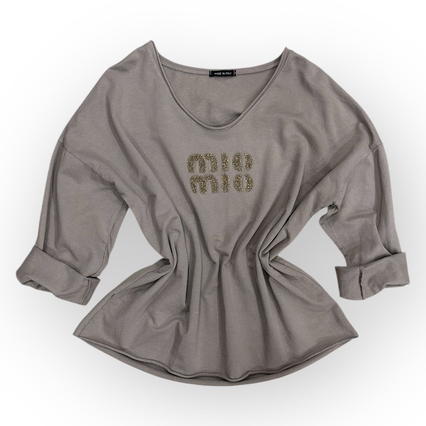 Bawełniana bluzka MIO MIO / TAUPE