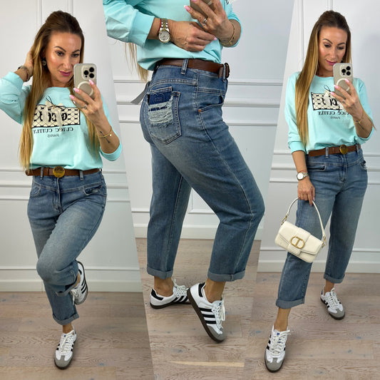 Spodnie BOYFRIEND MILOS / BRUDNY NIEBIESKI