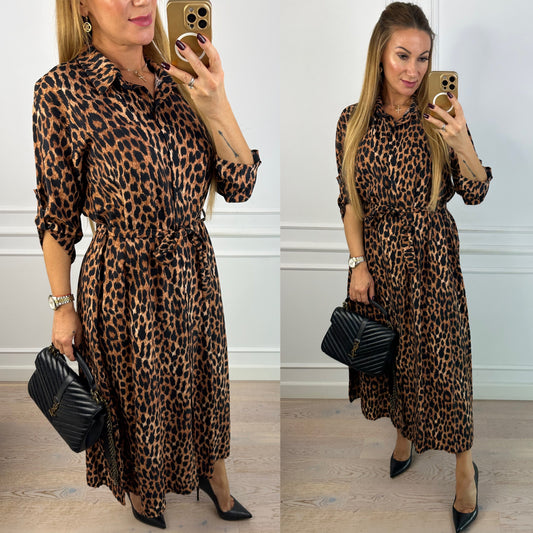 Sukienka z wiskozą LYSSA / BRĄZOWA