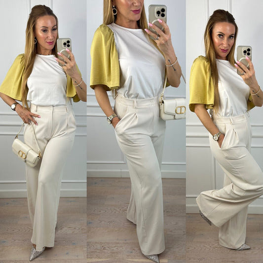 Bawełniana bluzka LIMA / BIAŁO-ŻÓŁTA