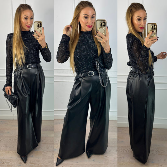 Bluzka z błyszczącymi dżetami DIAMANTA / CZARNA