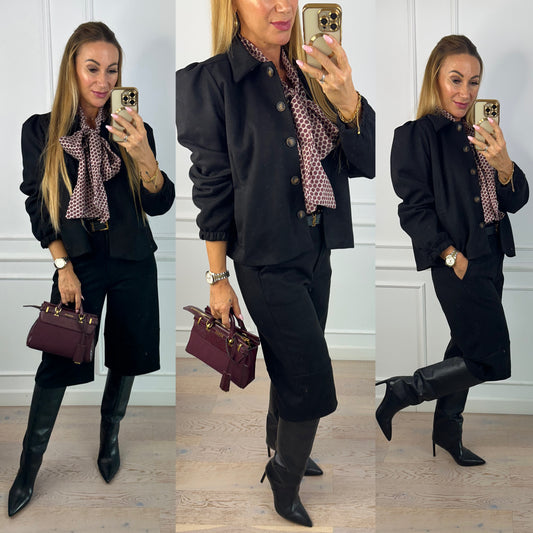 Kurtka ze sztucznego zamszu ELENA / CZARNA