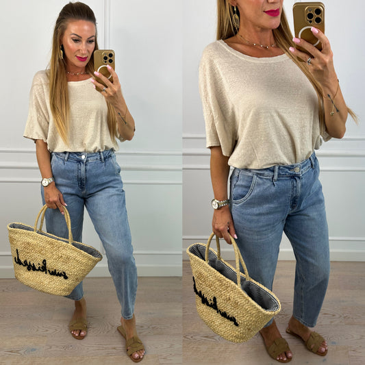 T-shirt lniany ESTERO / BEIGE