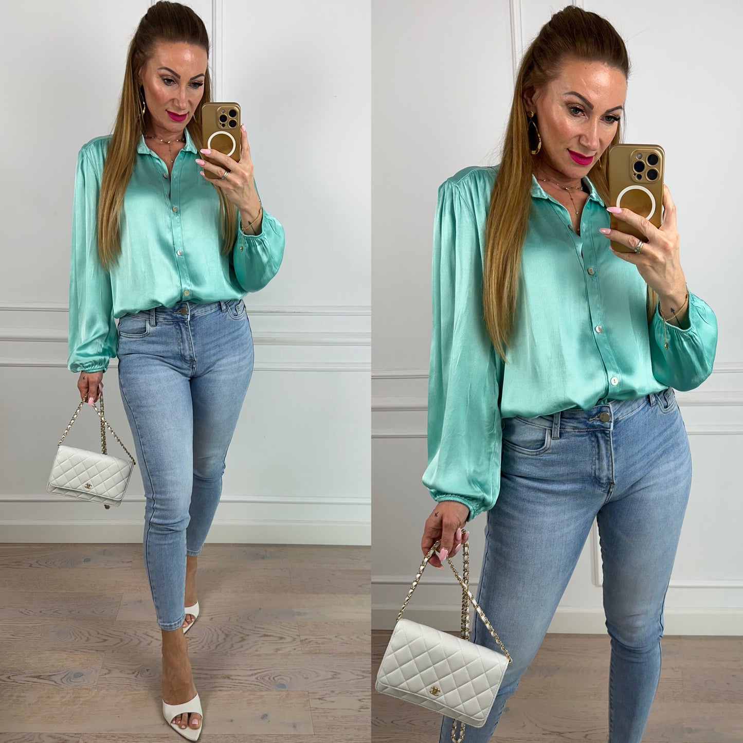 Koszula z wiskozy GIANNA / TURQUOISE