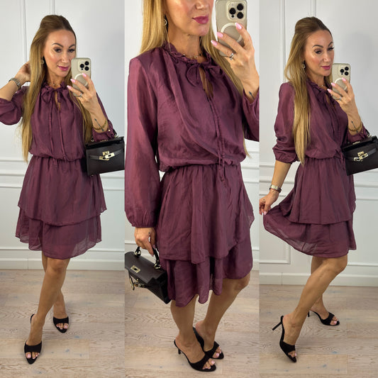 Sukienka z tencelem PRICILLA / BAKŁAŻANOWA