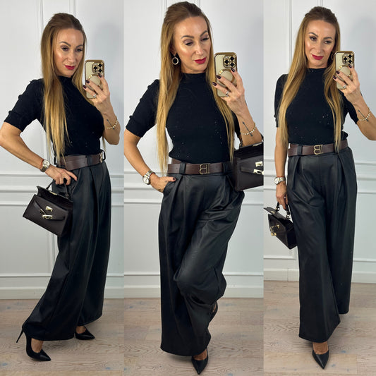 Sweter z drobnymi cekinkami NORI / CZARNY