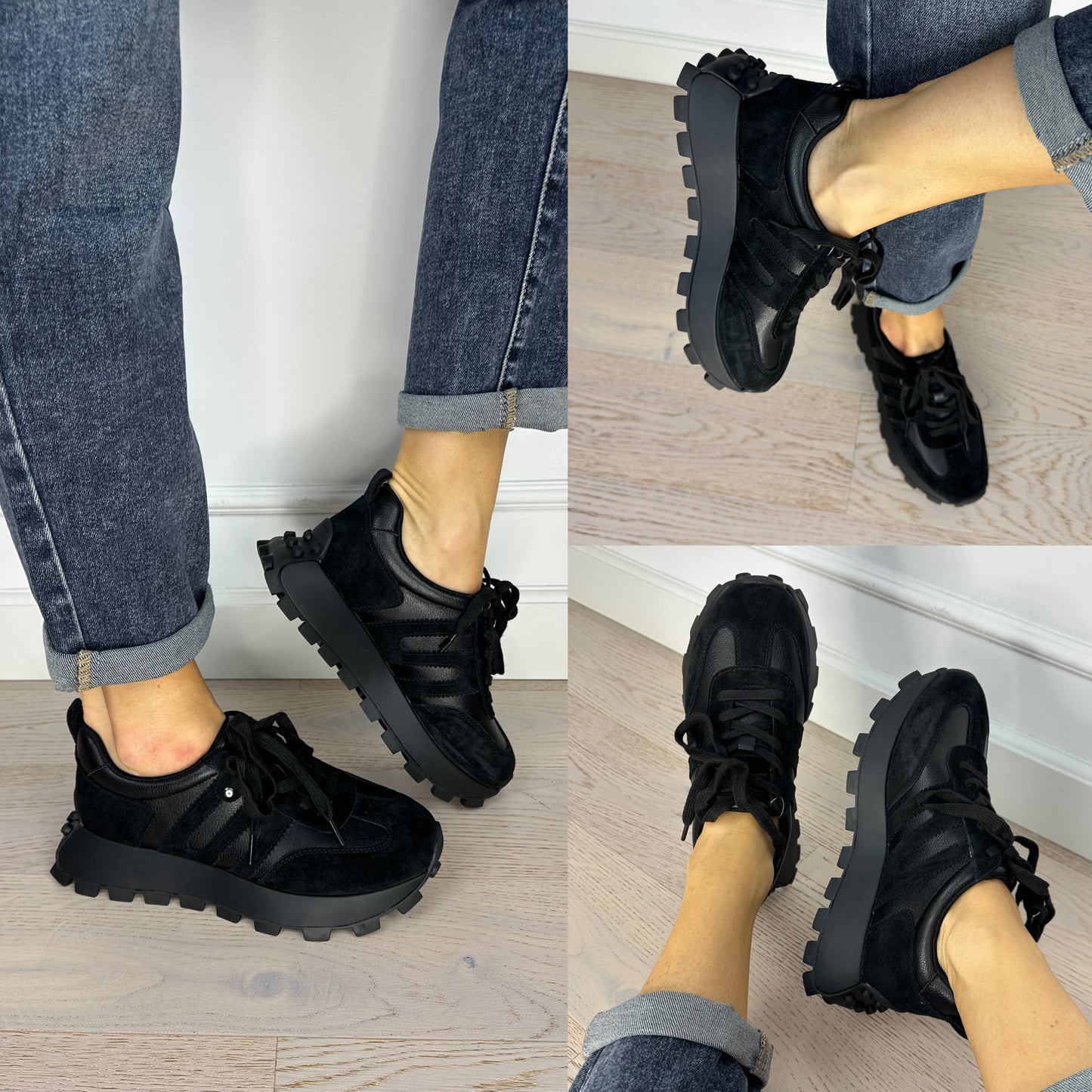 Skórzane buty sportowe NEO / CZARNE