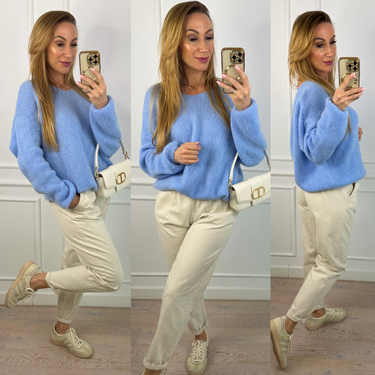 Sweter z alpaką STORMY / NIEBIESKI