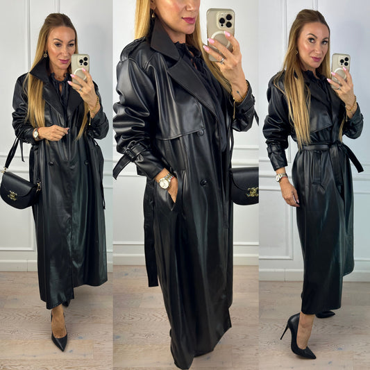 Trencz z eko skóry LUCAN / CZARNY