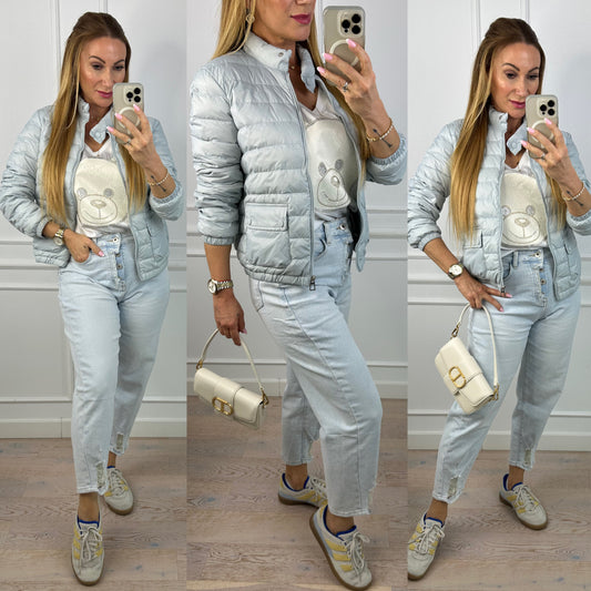 Puchowa kurtka wiosenna MILLY / BŁĘKITNA