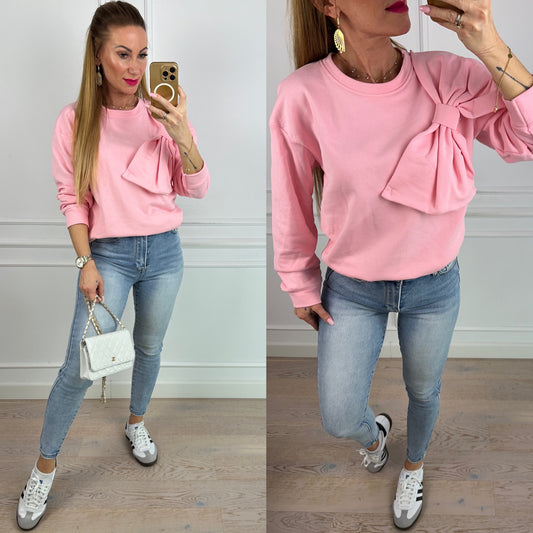 Bawełniana bluza z kokardą BOW / CANDY PINK