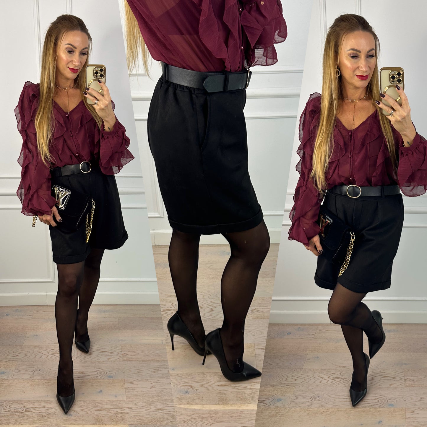 Zamszowe spodenki FULAN / CZARNE