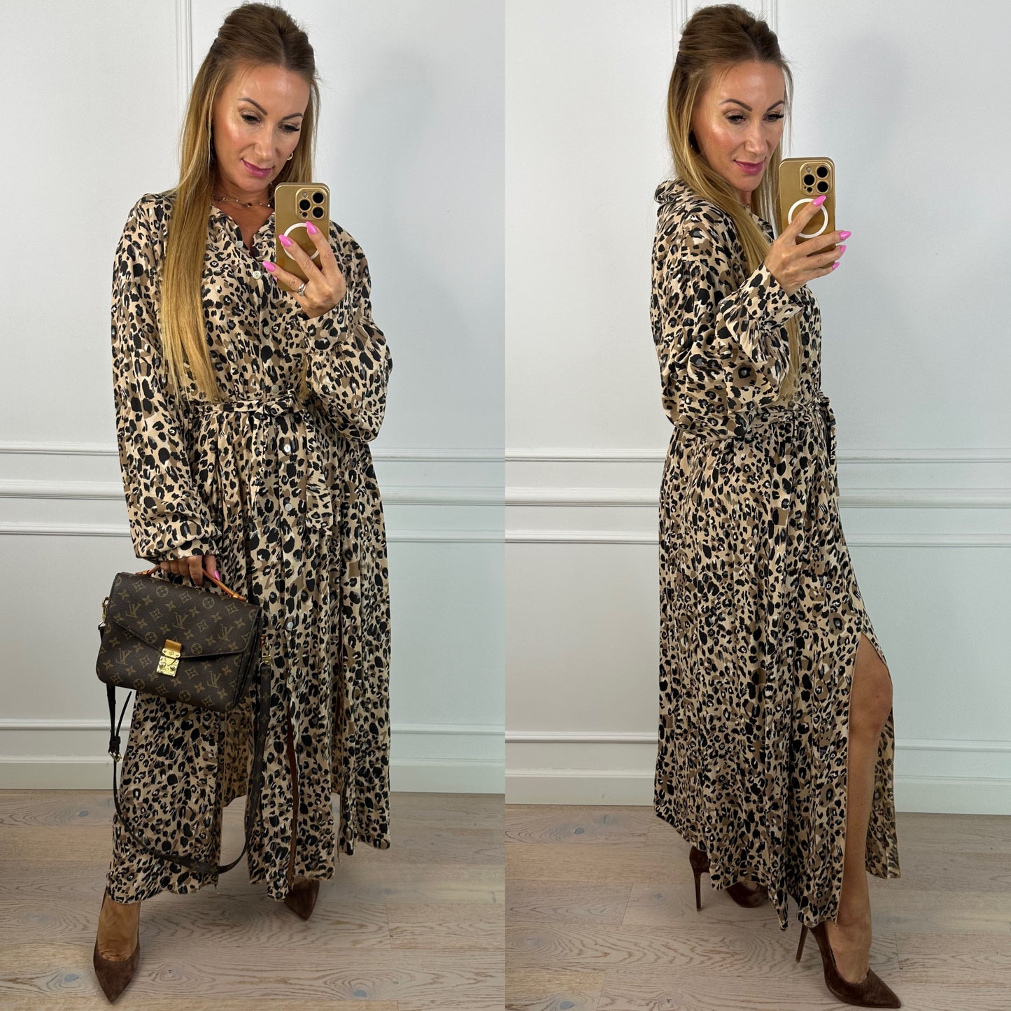 Sukienka z wiskozy MURIELA / CZARNO-BEŻOWA