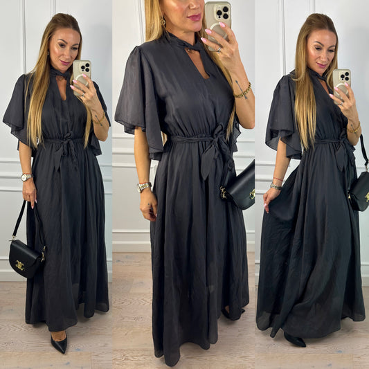 Sukienka z tencelem FIORELLA / GRAFITOWA