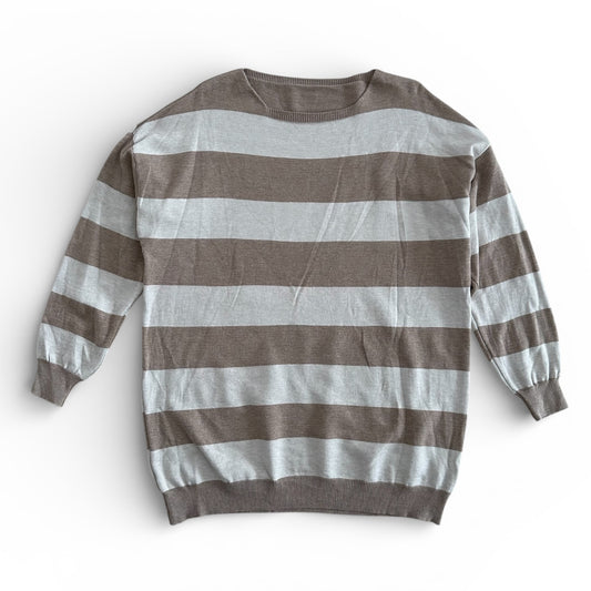 Sweter w pasy FILI / BEŻOWO-KREMOWY