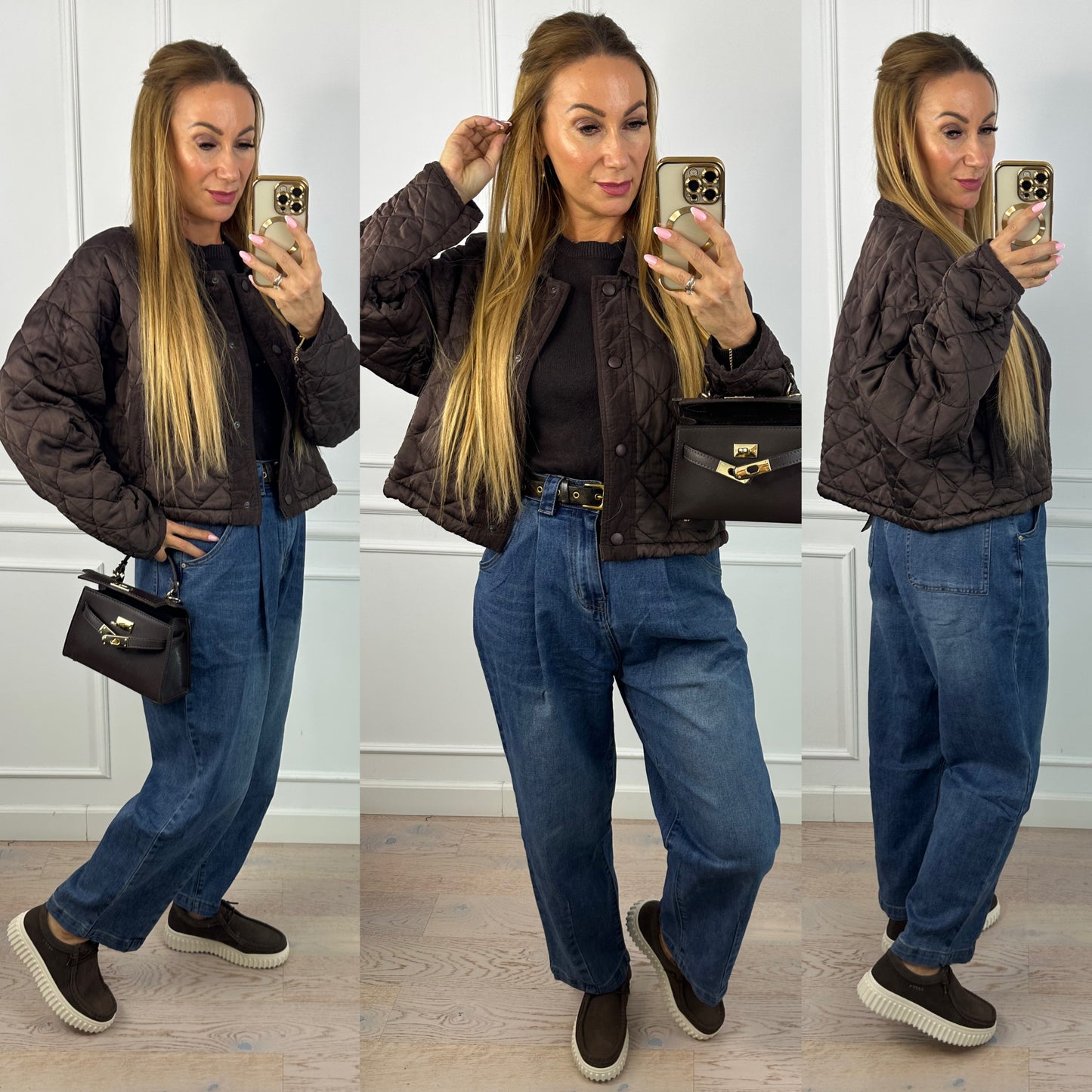 Pikowana kurtka z wiskozy ZUNI / CZEKOLADOWA