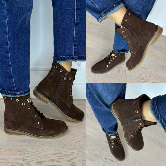 Skórzane botki SHOX / BRĄZOWE