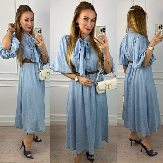 Sukienka z lekkiego jeansu ALICIA / NIEBIESKA